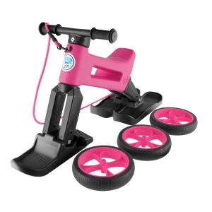 Kolo FWRider SuperSport YETTI 3v1 Pink s trakom, smučmi in tihimi kolesi